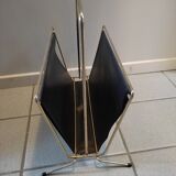 Magazine holder patinated golden metal skaï black