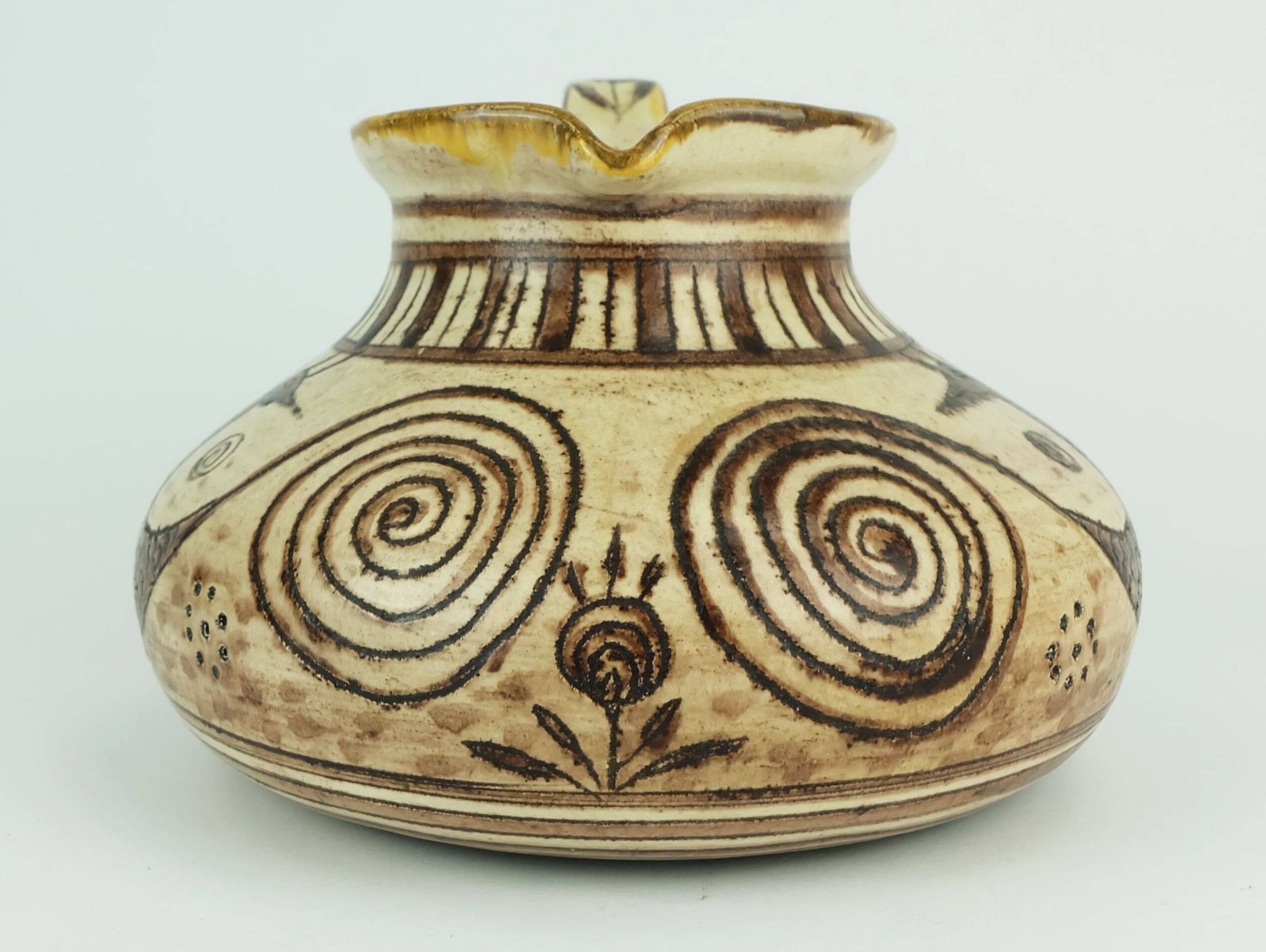 Italian mid century ceramic vase jug signed vitali handmade 1970s