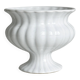 White ribbed porcelain plant pot cover