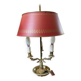 Vintage bouillotte lamp in solid bronze by Lucien Gau, France