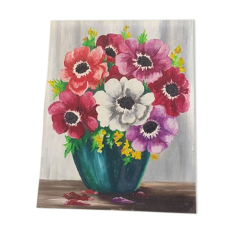 Anemones, gouache on cardboard