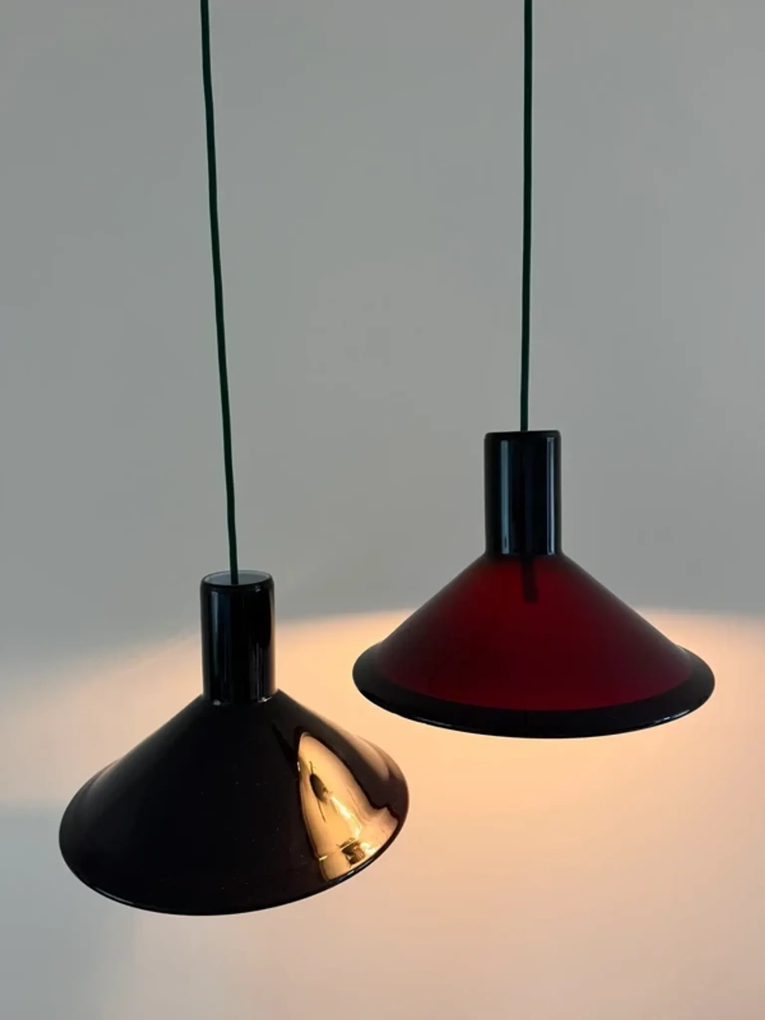 Vintage 2x Holmegaard P&T pendants - Michael Bang - Danish design lamp