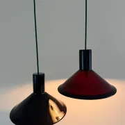 Vintage 2x Holmegaard P&T pendants - Michael Bang - Danish design lamp