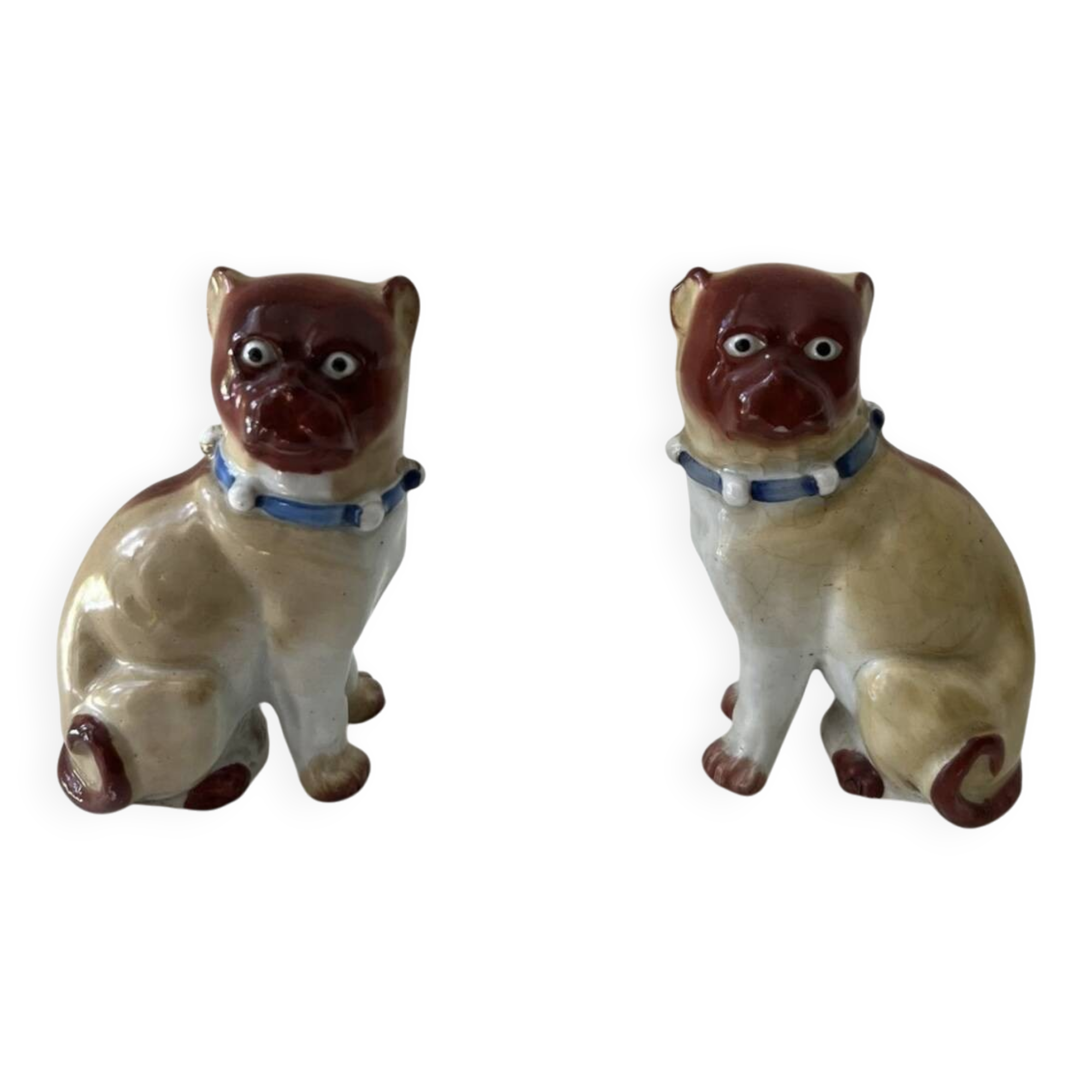 Pair of porcelain pugs Pug dog XIX Germany Saxony Meissen ?