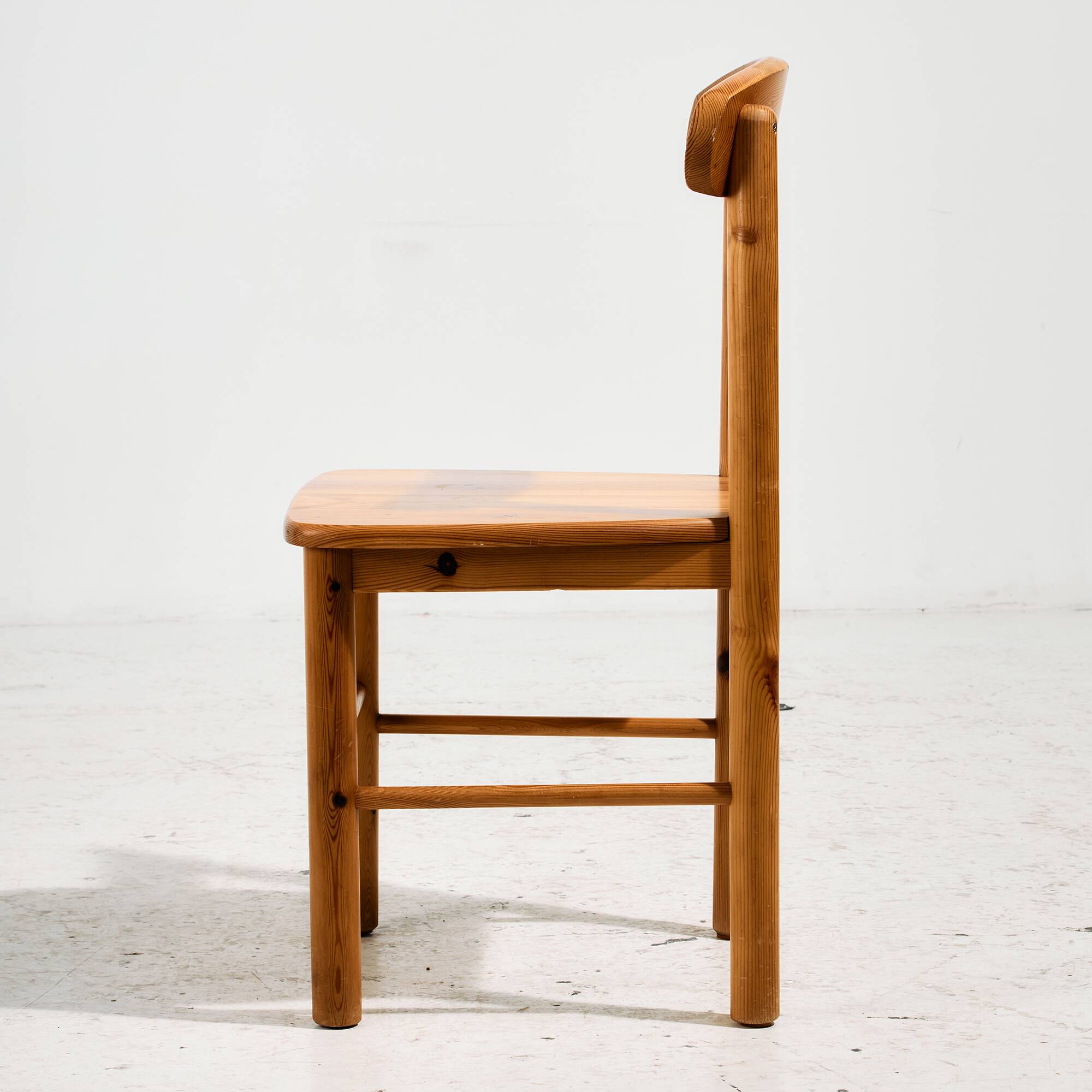 Pine dining set by Rainer Daumiller, Set of 7