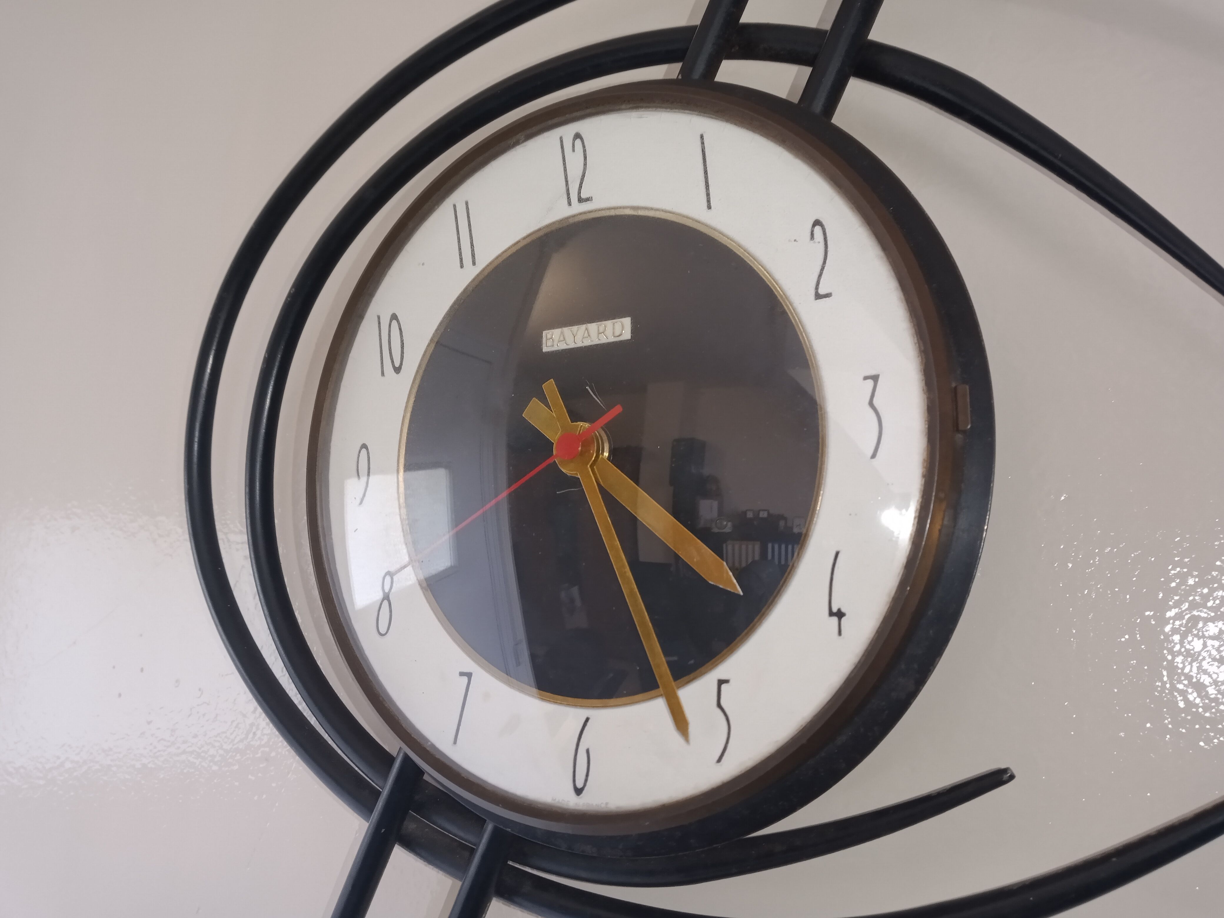 Vintage Bayard iron and brass clock 1960