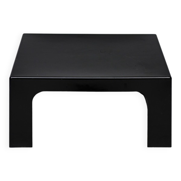 Table basse carrée en fibre de verre noire italienne des années 1970