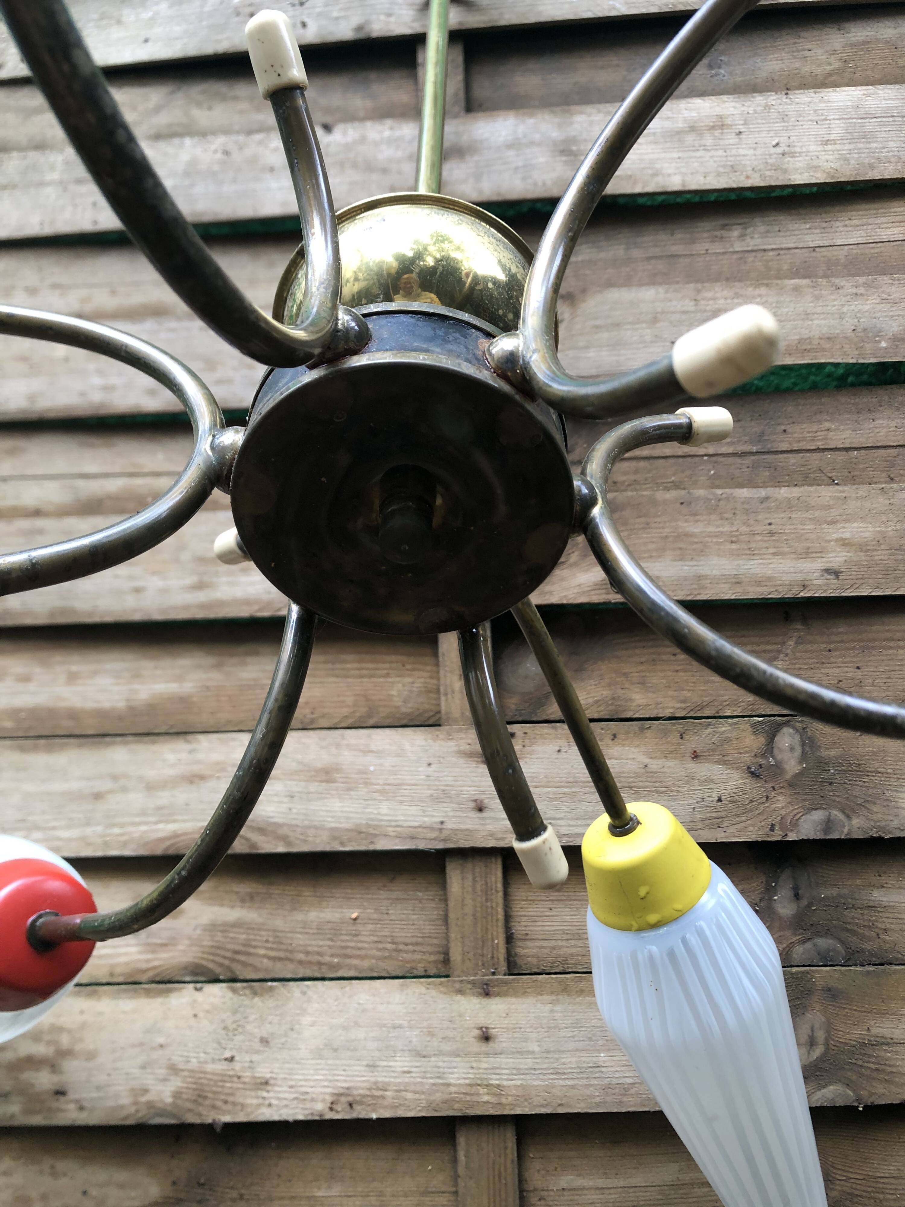 Vintage 6-arm pendant light from the 1960s