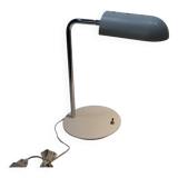 Table lamp in metal and gray porcelain from 1960, original articulated and restored