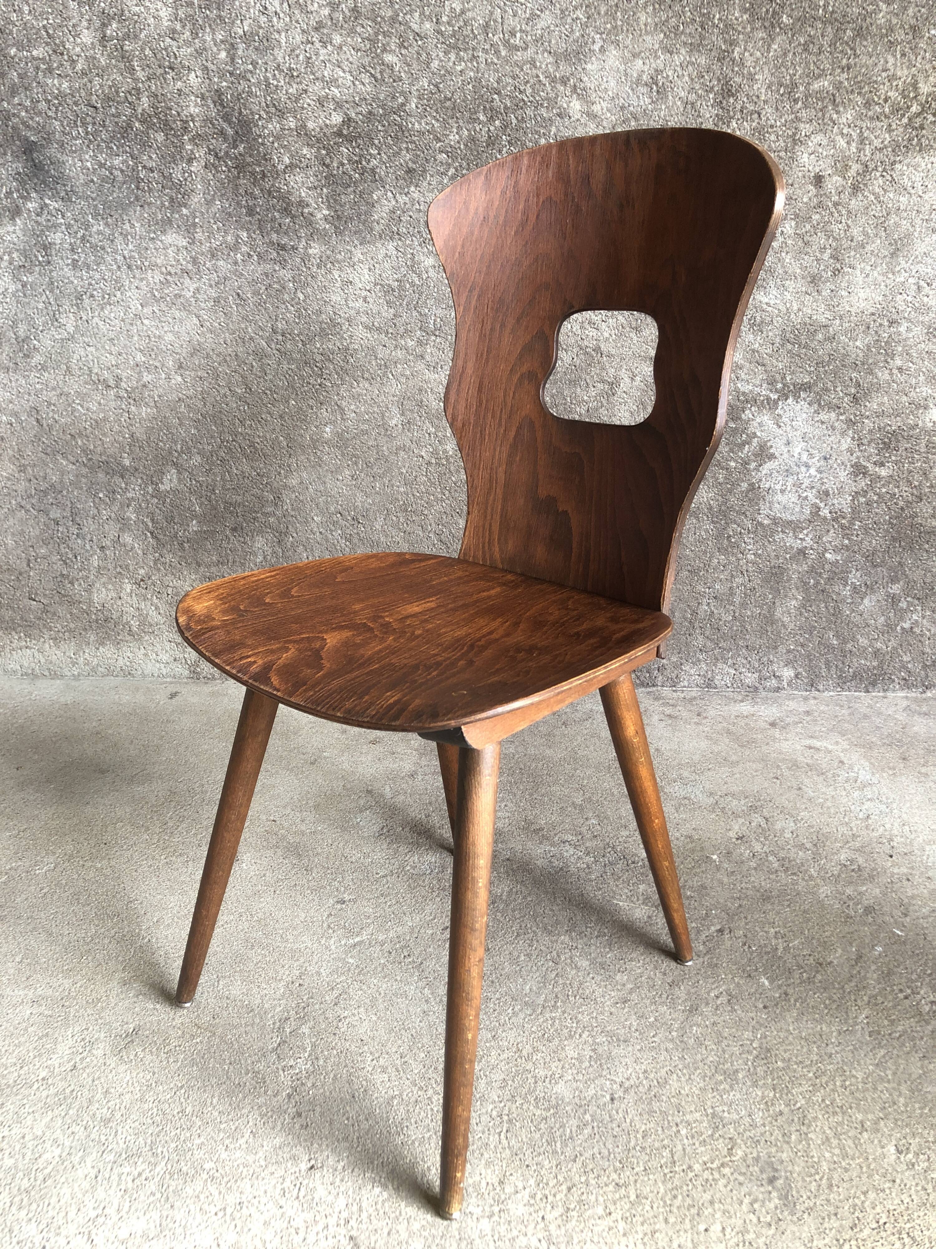 4 vintage Baumann bistro chairs, gentian model, 50/60