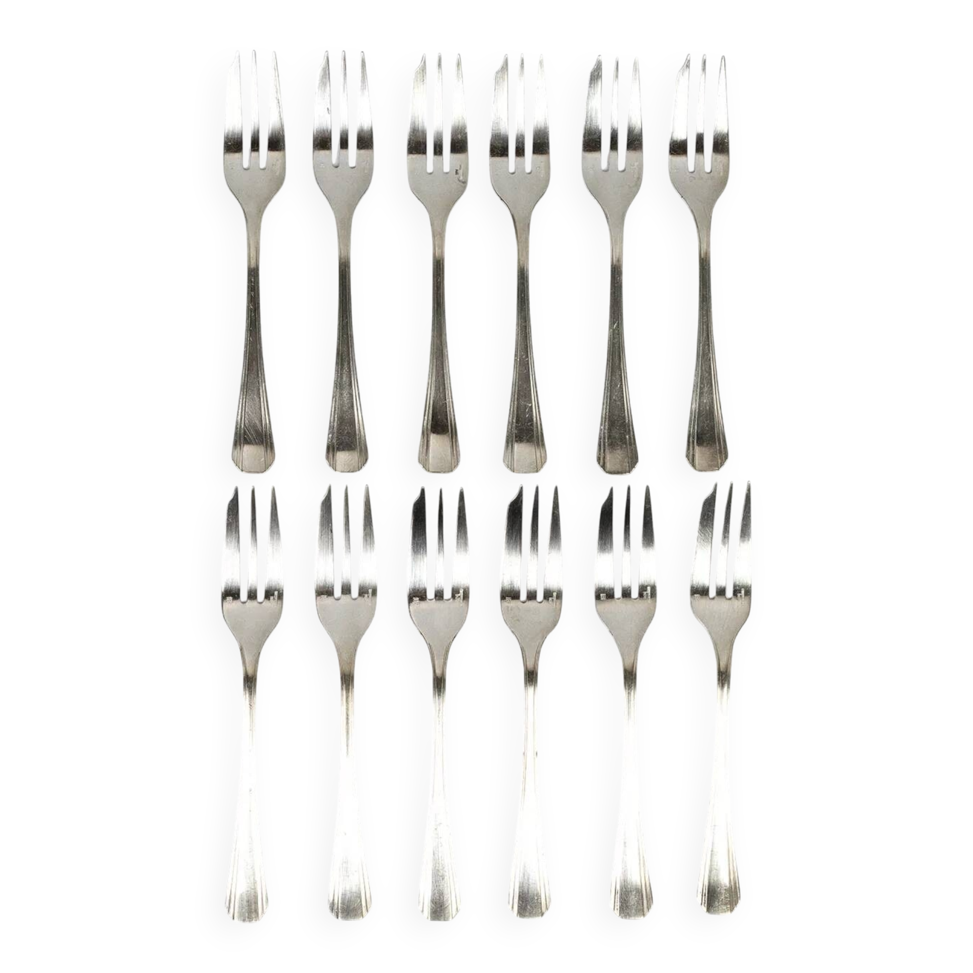 Christofle – 12 cake forks, Boréal model with original box