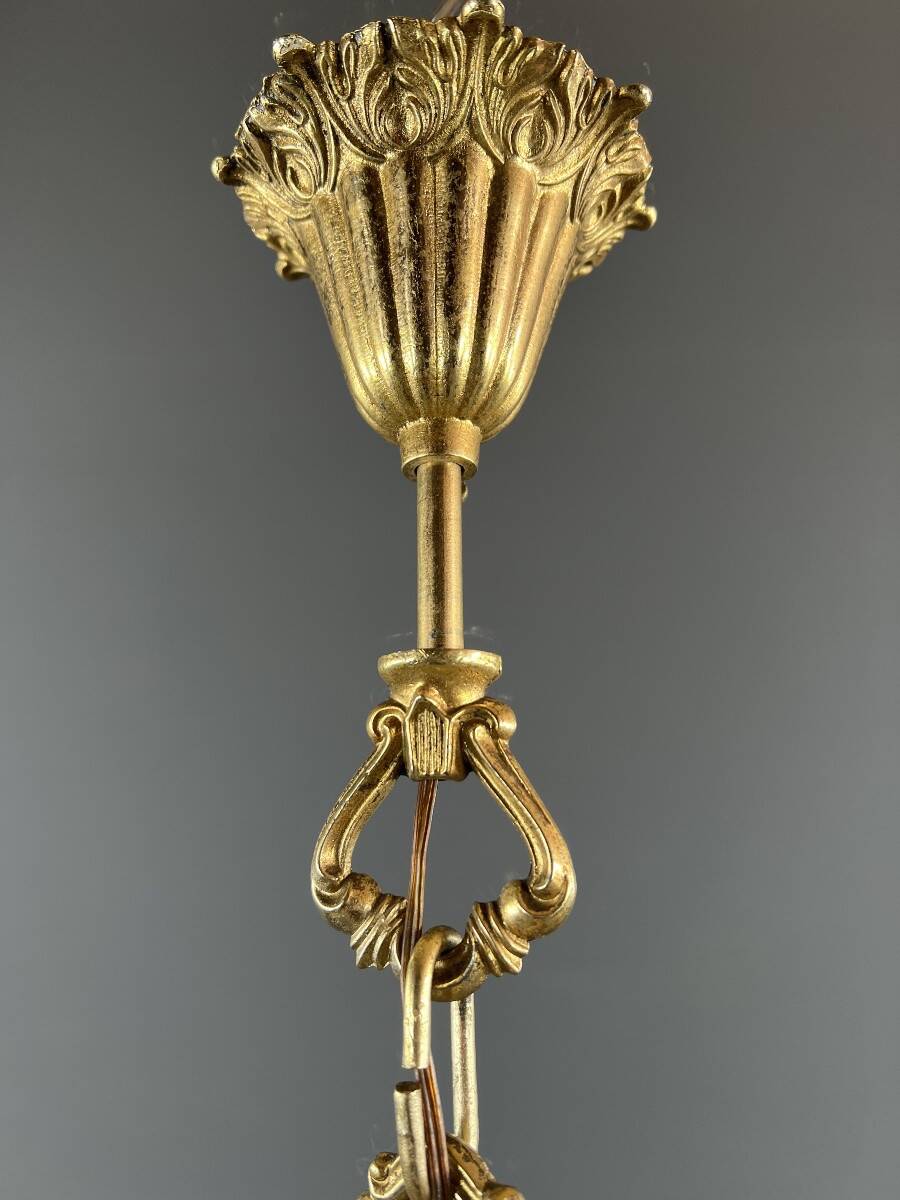 Louis XVI style lantern in gilded bronze and engraved glass, 20th century.