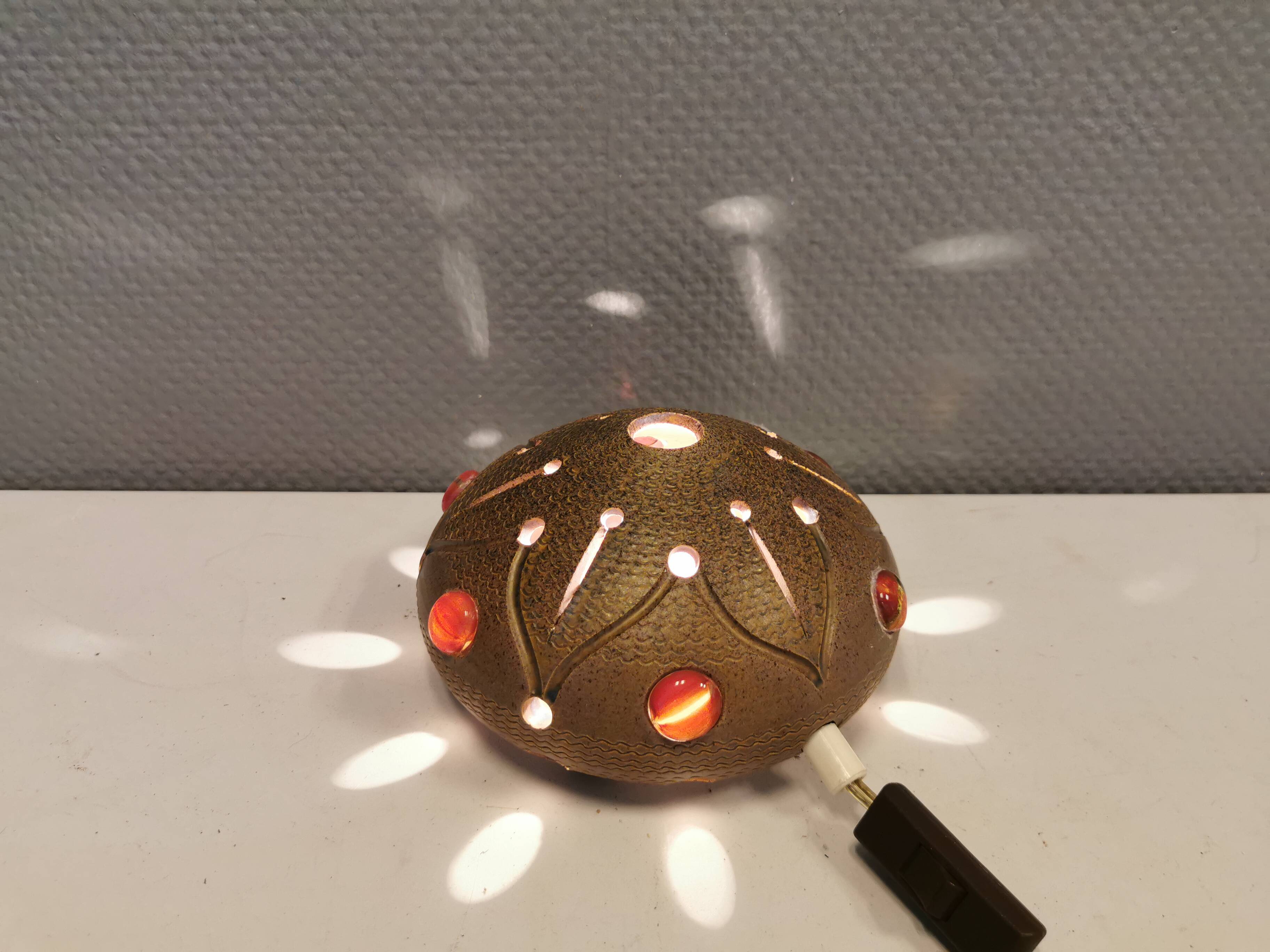 Small ceramic wall lamp (can also be used as a table lamp) space age style. Danish 1970s