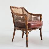 Pair of armchairs in walnut and antique cane, 19th century