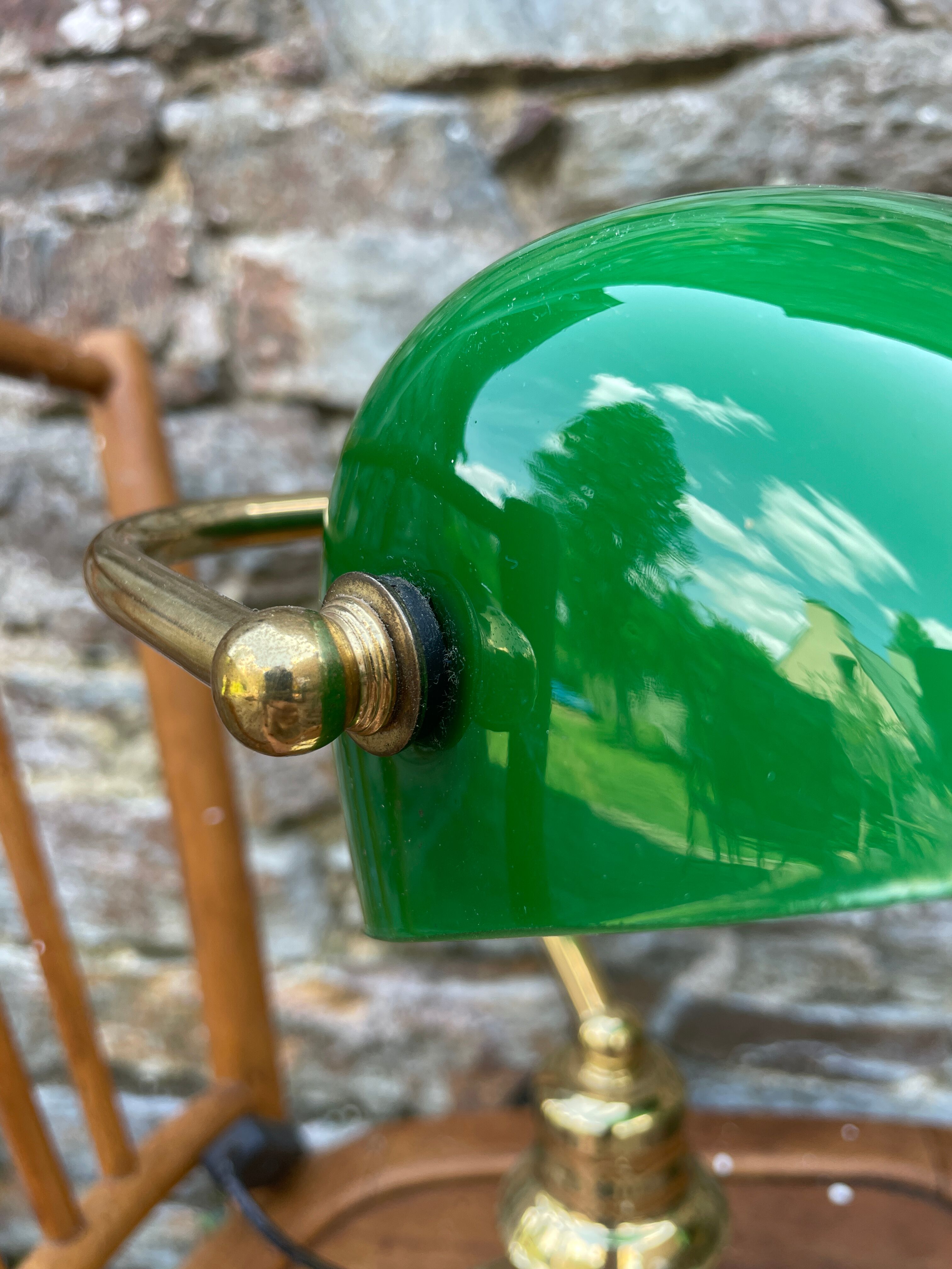 Notary lamp, banker in green opaline