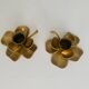 Set of 3 old brass candlesticks in the shape of flowers