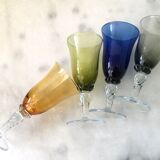 Set of four colored blown glasses