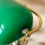 Notary lamp, banker in green opaline