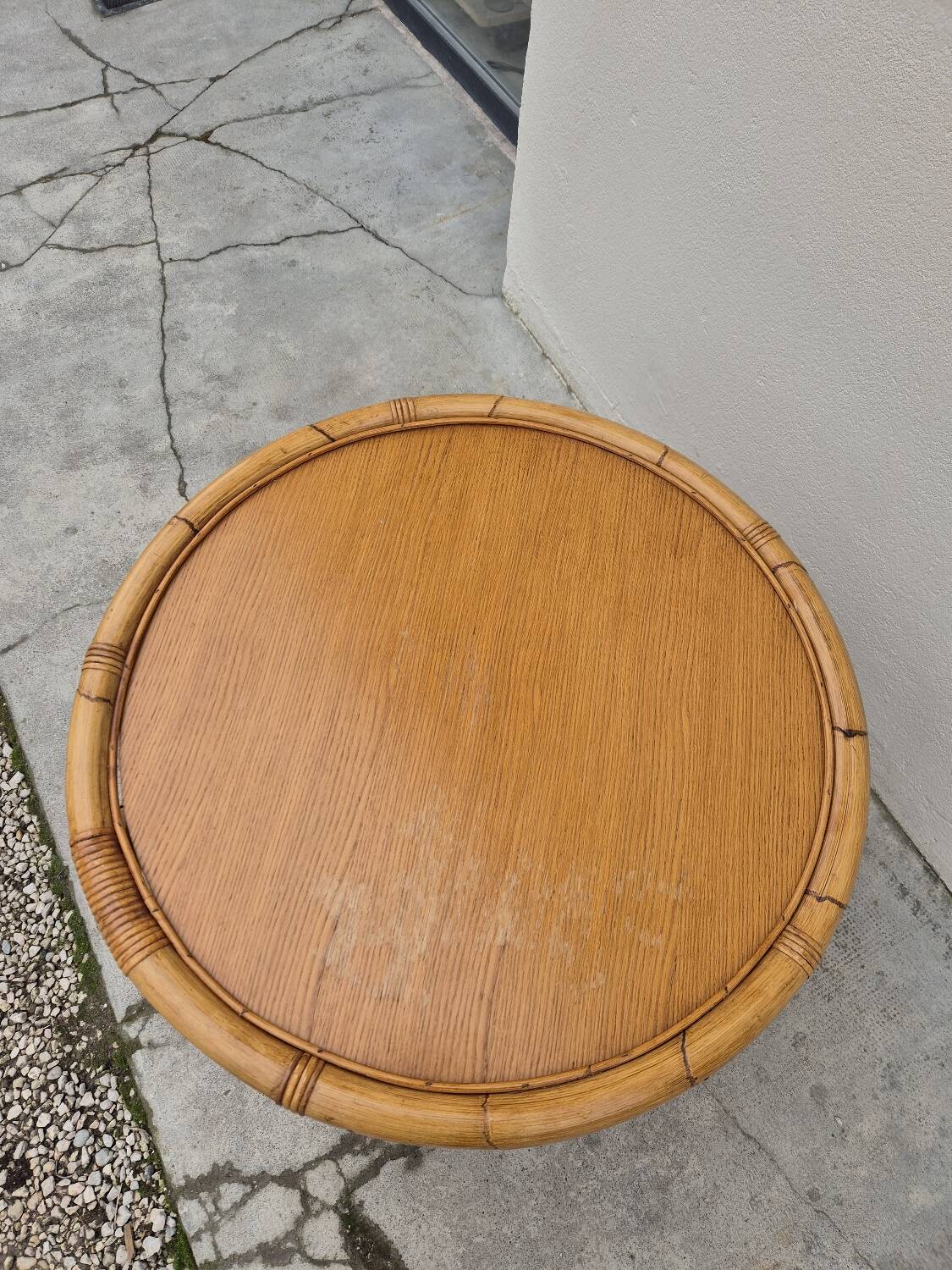 Vintage 1960s rattan coffee table
