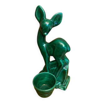Antique Art Deco Doe Figurine ST CLÉMENT Ceramic Lemanceau Vintage