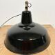 Industrial Black Enamel Factory Lamp with Cast Iron Top, 1950s