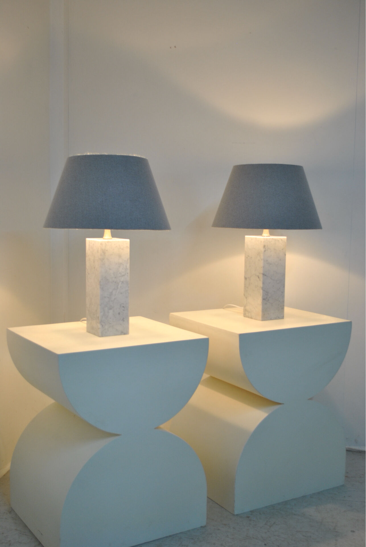 Pair of marble lamps by Maison Barbier 1960