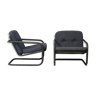 Pair of Prisunic edition armchairs, tubular steel and foam cushions, France, 1973