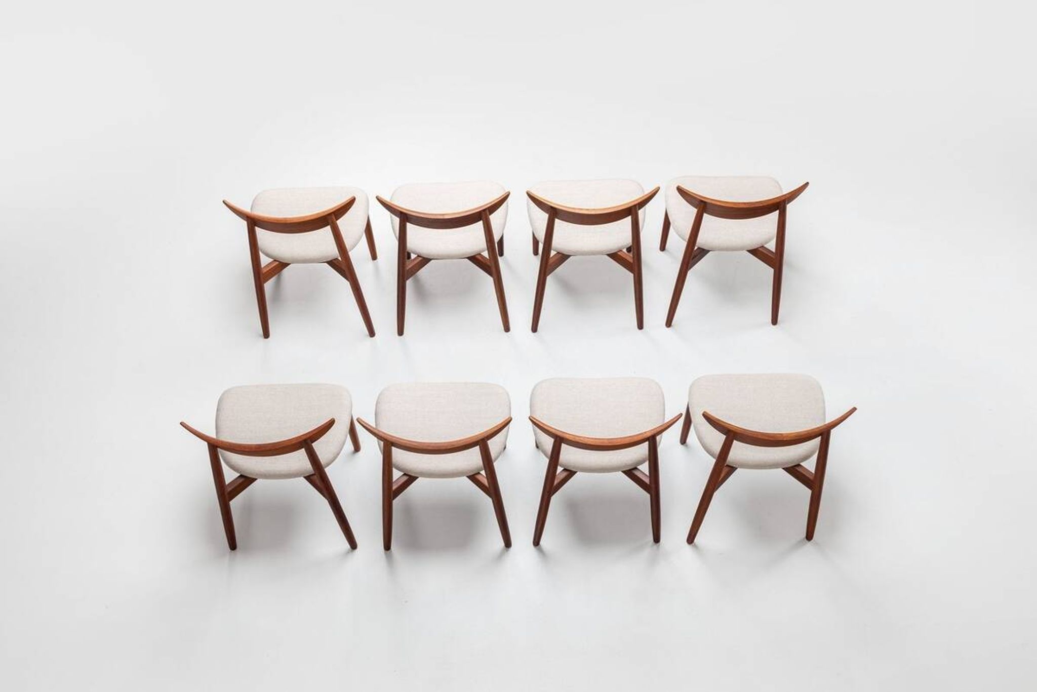 Harry Ostergaard set of eight dining chairs in teak Randers Denmark 1960