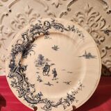6 large Gien flat plates with hunting decor
