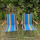 Pair of vintage nylon canvas folding garden armchairs