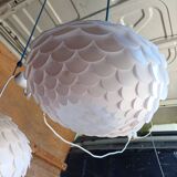 Pair of vintage white plastic pendant lights