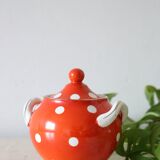 Sucrier polka dots, Digoin Sarreguemines, rare, vintage
