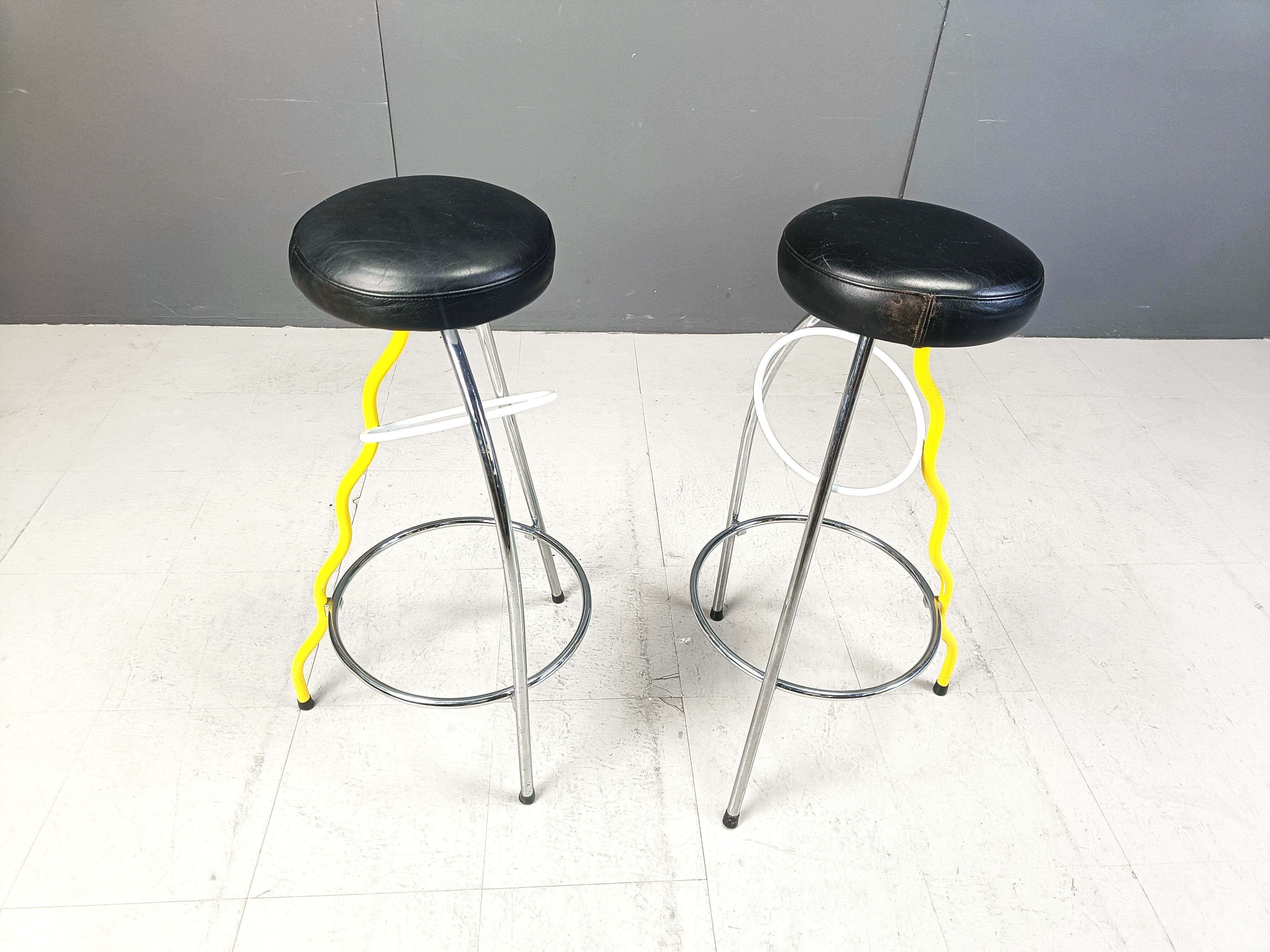 Pair of Duplex stools by Javier Mariscal for BD 1980s Memphis