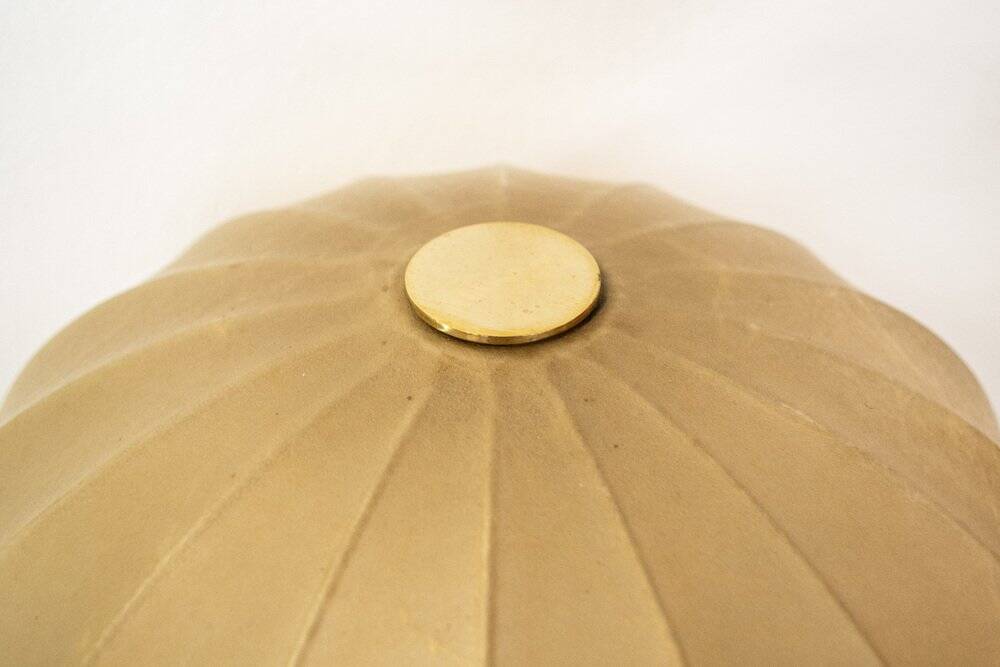 Brass table lamp with Cocoon shade, Italy, 1970s