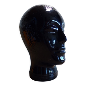 Tête à chapeau ancienne en verre