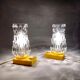 Pair of bedside lamps moulded glass and plastic from the sixties
