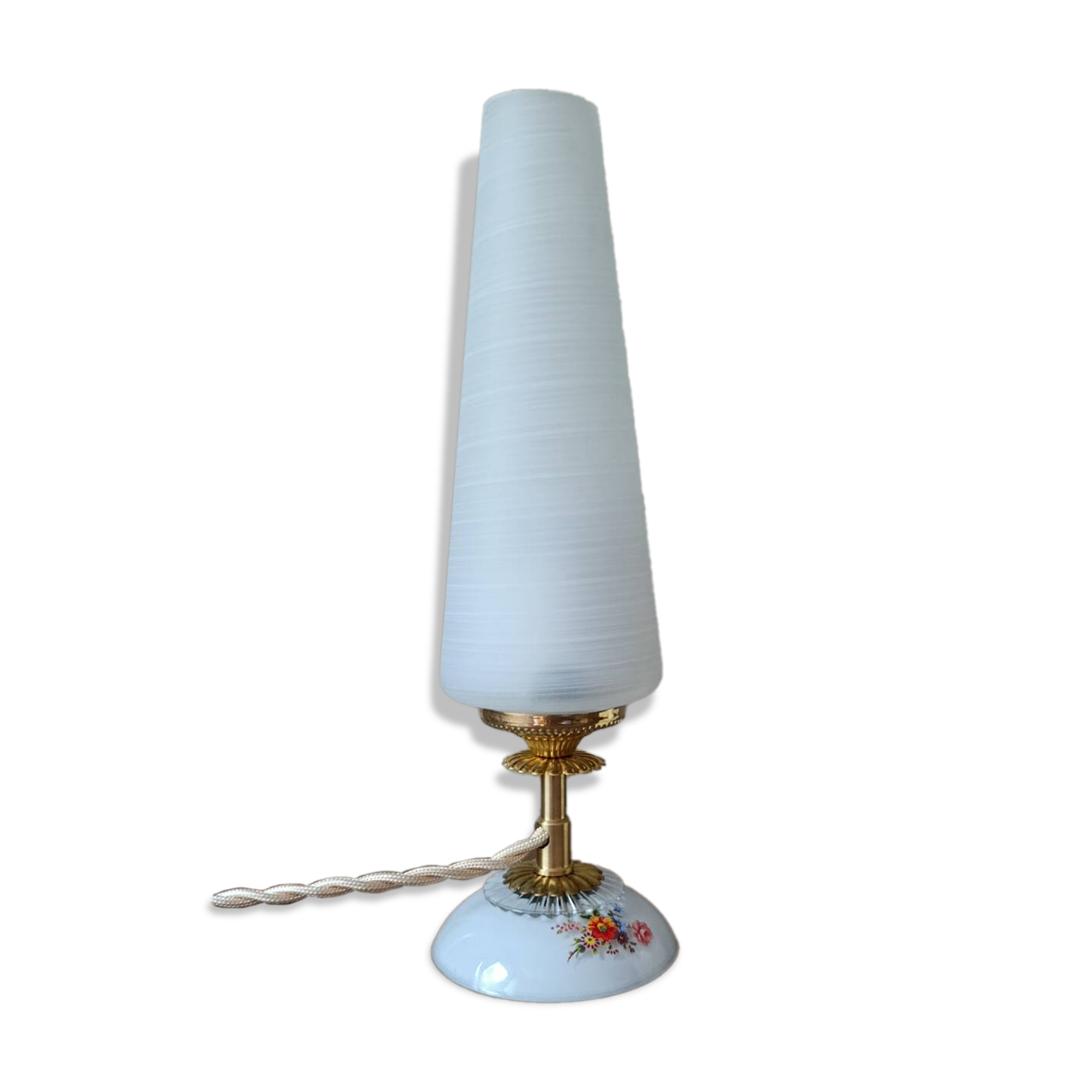upcycled table lamp | white glass, vintage charm