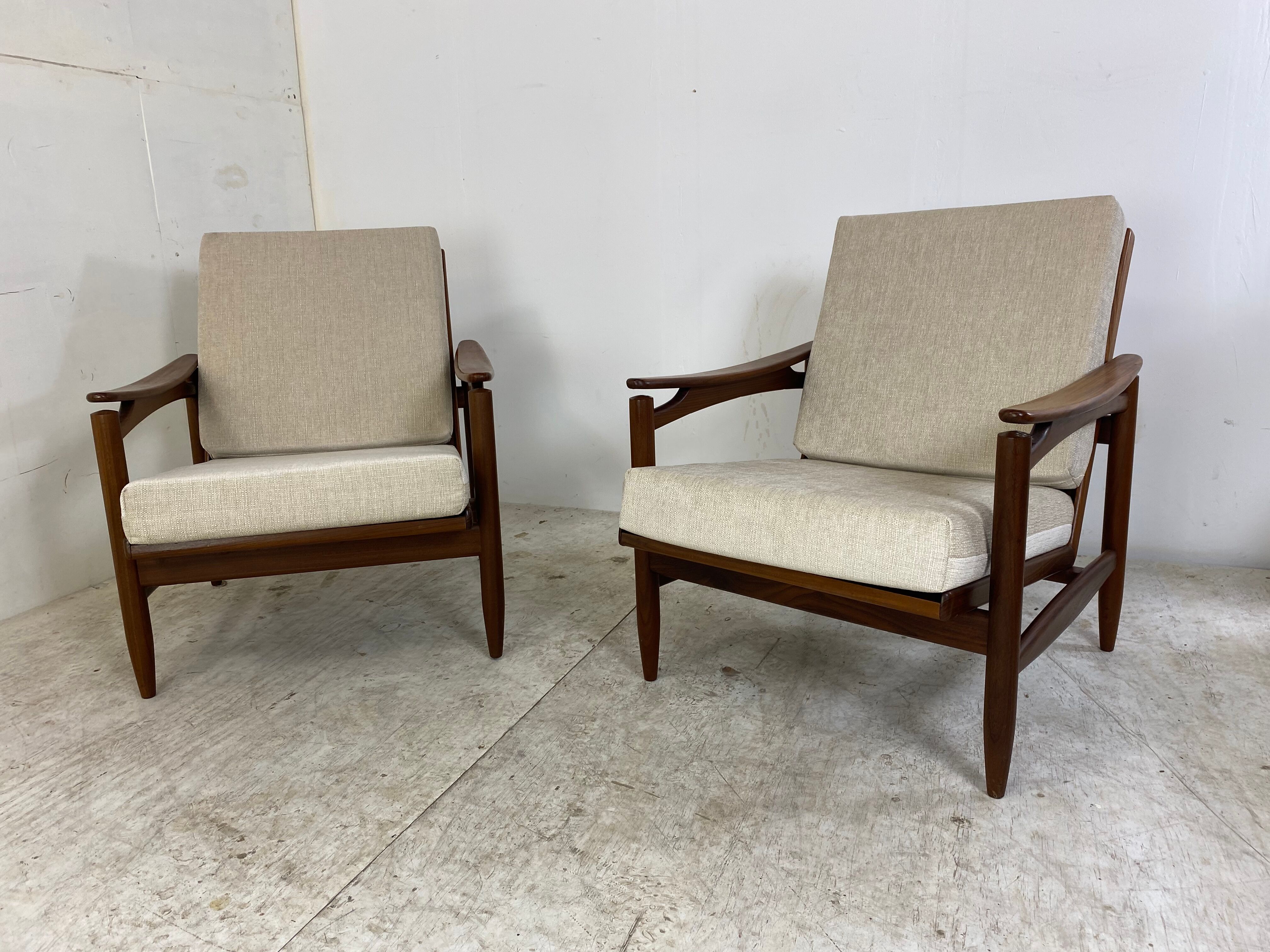 Vintage Danish Style Teak Mid-Century Set of 2 Chairs, 1950s