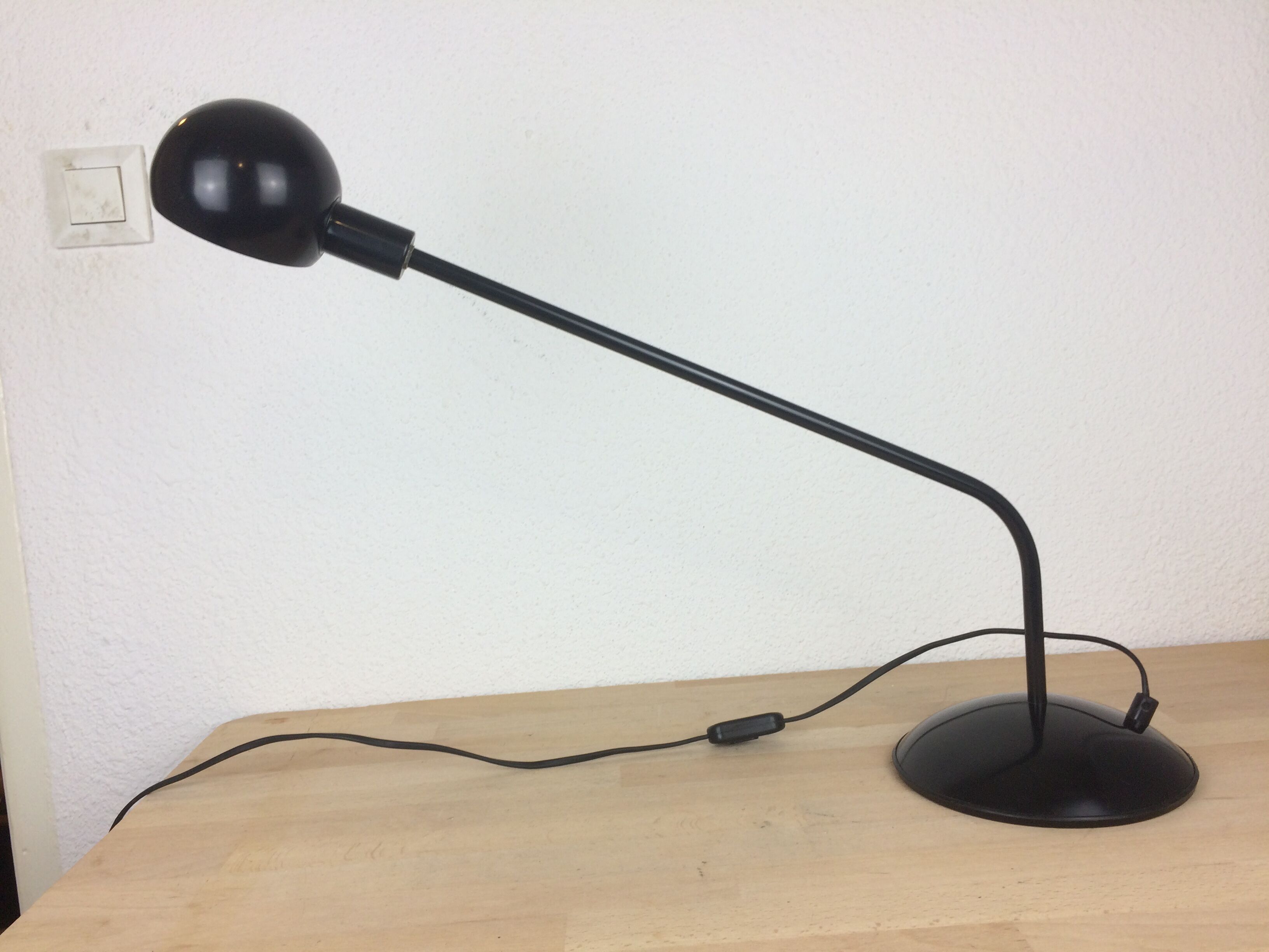 Black 70s/80s eyeball desk lamp
