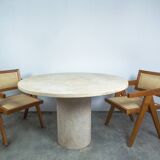 Travertine dining table diameter 120