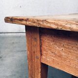 French Country Design Pine Dining Table with Drawer, France, 1930s