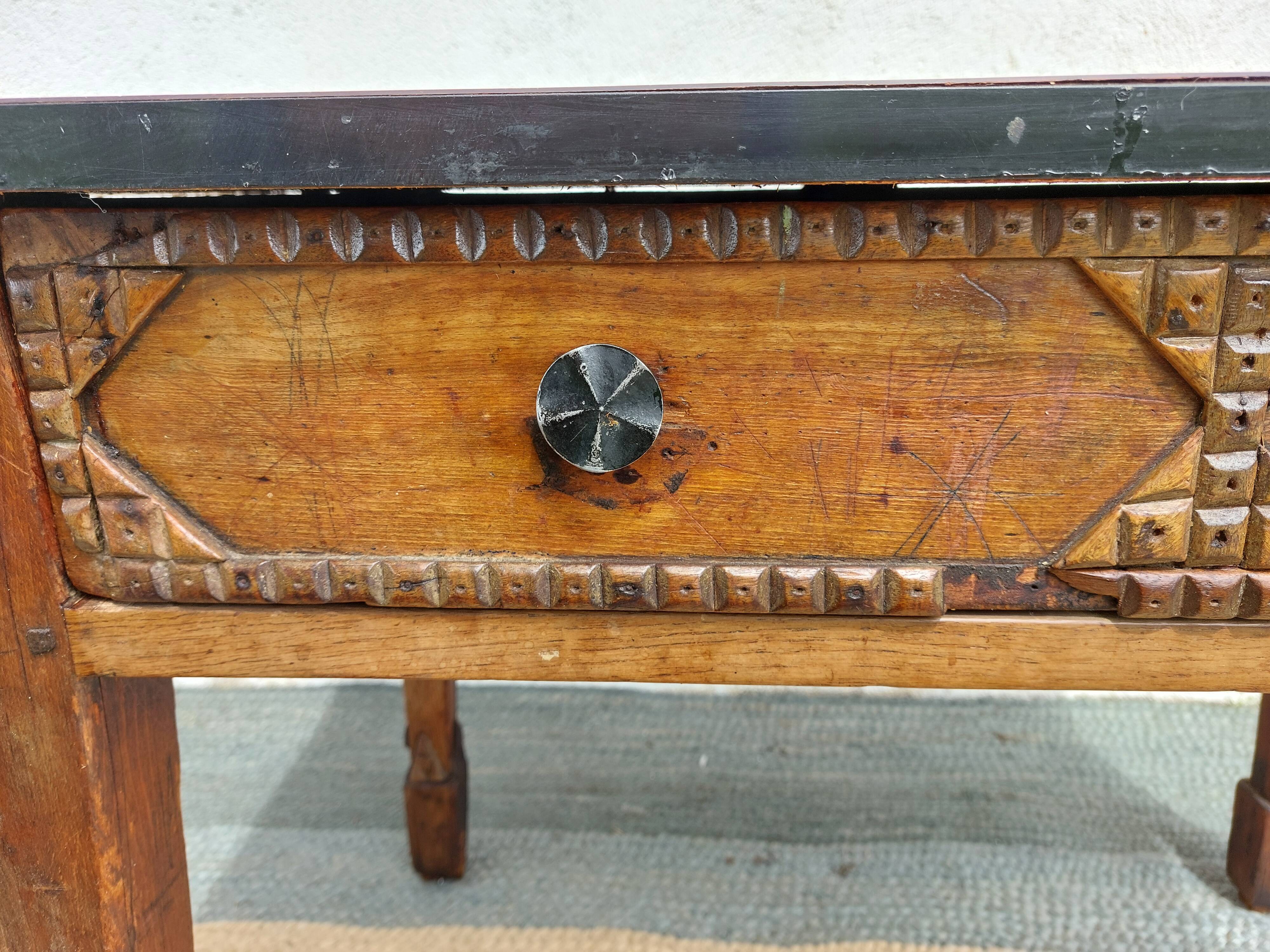 brutalist wooden table