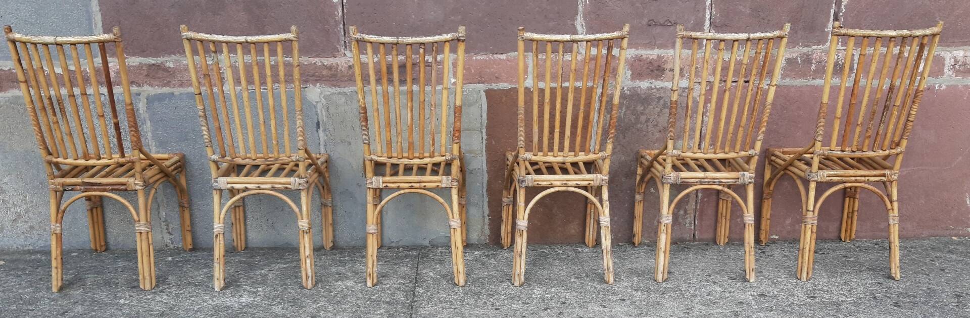 Chaises en bambou et rotin (lot de 6)