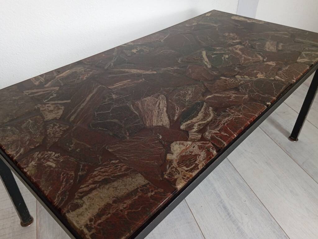Table basse en pierre naturelle et résine, années 70