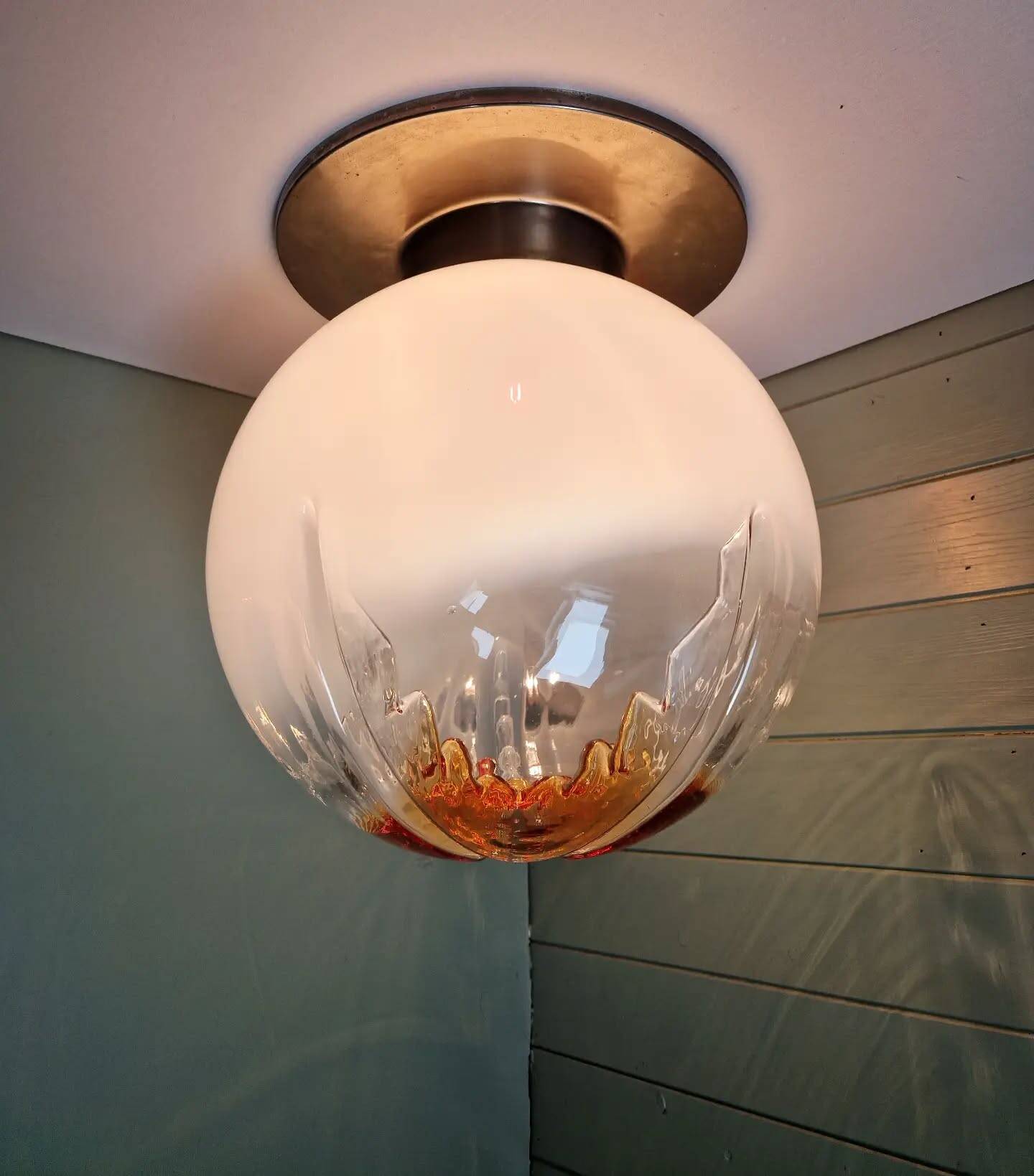 Large Murano glass ceiling light, Mazzega (Italy), 1970.
