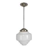 Art Deco suspension with tiered opaline lampshade, 1930s