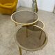 Ancienne table basse gigogne en laiton et verre fumé design italien des années 70 vintage