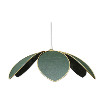 Suspension flower 6 petals in fir green linen