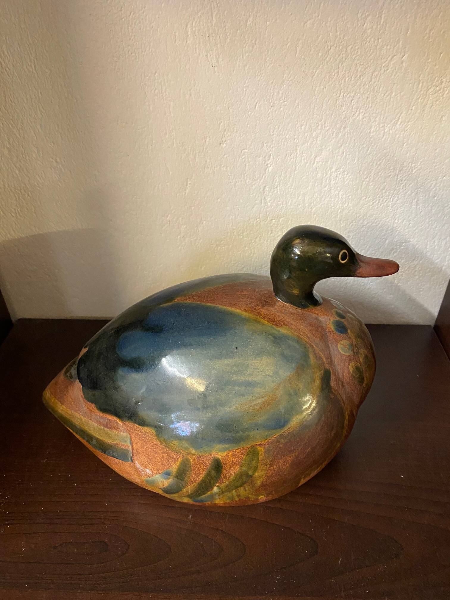 Ceramic duck sculpture signed jean marc bullot