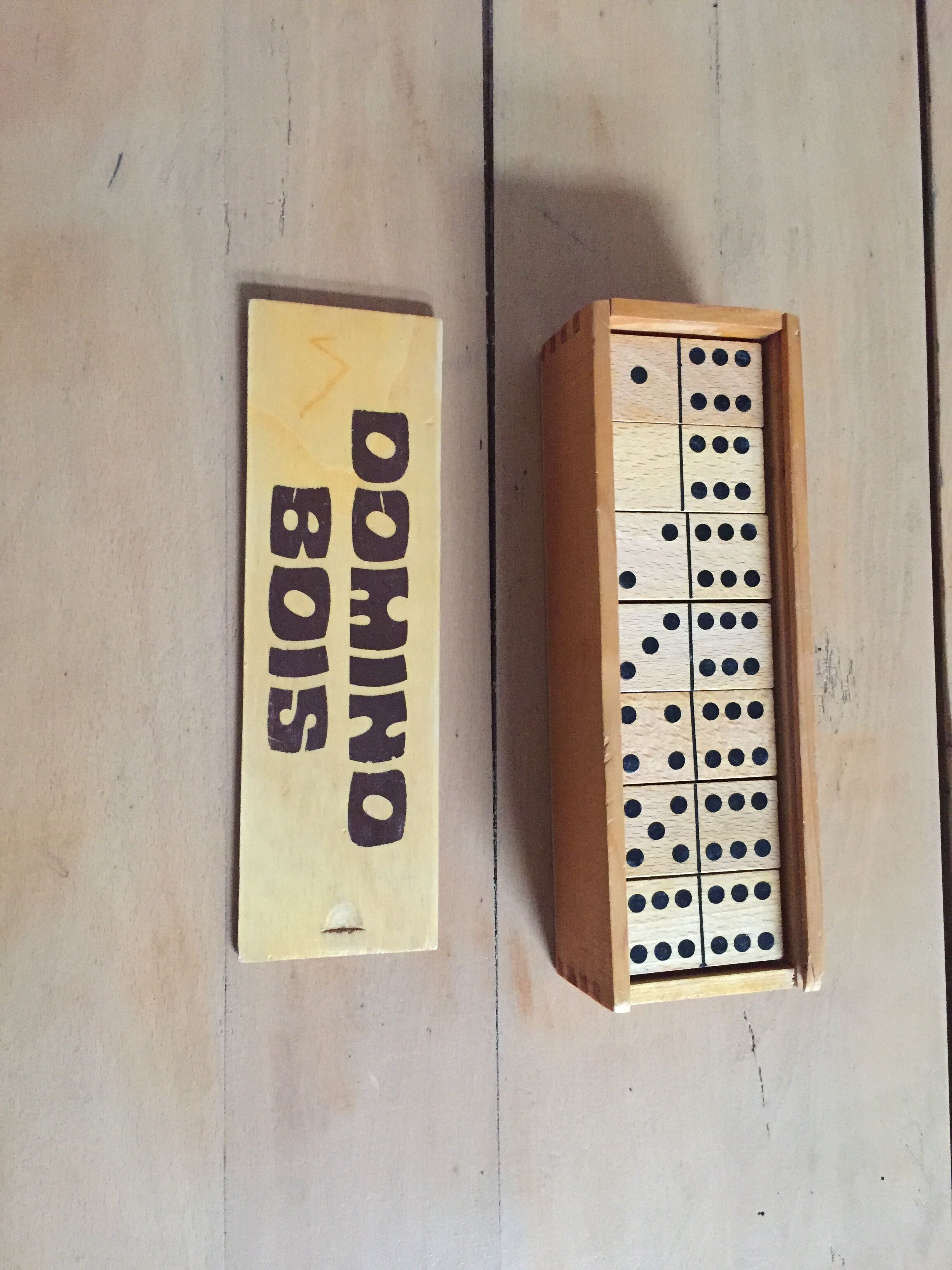 Old wooden dominoes game